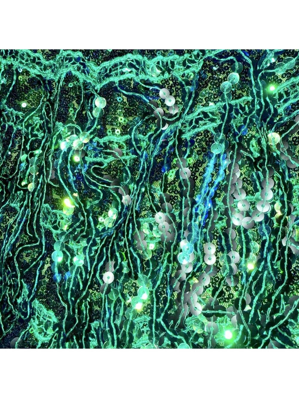 Green Sequin Fringe Shorts S Mermaid Rave Halloween NYE Hot Pants - Picture 4 of 8